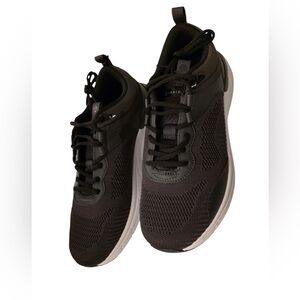 Men's Black Knit Lace-Up Sneakers with White Sole